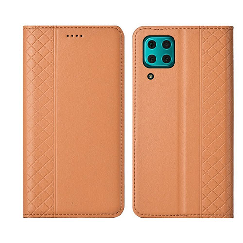 Leather Case Stands Flip Cover T06 Holder for Huawei Nova 6 SE Orange