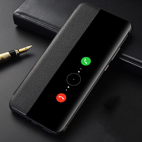 Leather Case Stands Flip Cover T06 Holder for Huawei P40 Pro Black