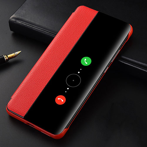 Leather Case Stands Flip Cover T06 Holder for Huawei P40 Pro Red