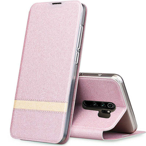 Leather Case Stands Flip Cover T06 Holder for Xiaomi Redmi Note 8 Pro Rose Gold