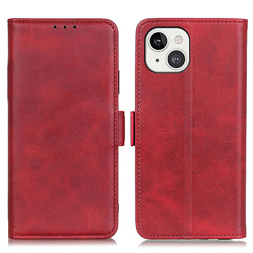 Leather Case Stands Flip Cover T07 Holder for Apple iPhone 15 Plus Red