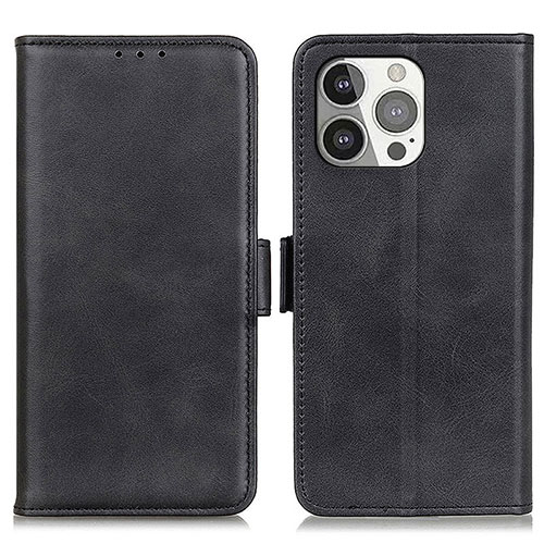 Leather Case Stands Flip Cover T07 Holder for Apple iPhone 15 Pro Black