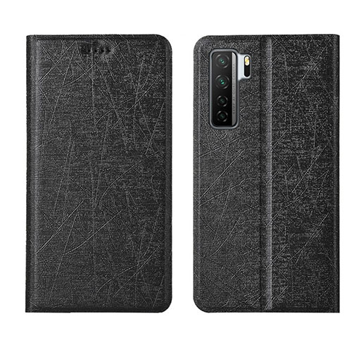 Leather Case Stands Flip Cover T07 Holder for Huawei Nova 7 SE 5G Black