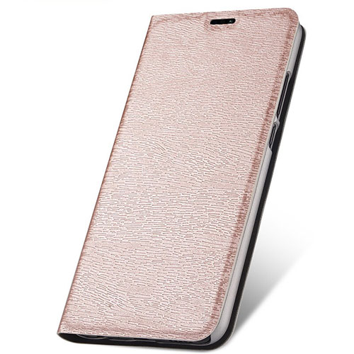Leather Case Stands Flip Cover T07 Holder for Huawei P20 Lite (2019) Rose Gold