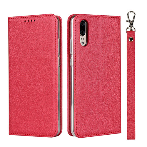 Leather Case Stands Flip Cover T07 Holder for Huawei P20 Red