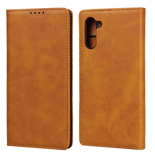 Leather Case Stands Flip Cover T07 Holder for Samsung Galaxy Note 10 5G Orange