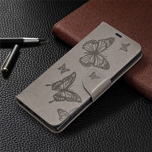 Leather Case Stands Flip Cover T07 Holder for Samsung Galaxy Note 20 Ultra 5G Gray