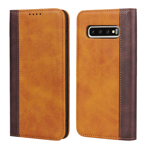 Leather Case Stands Flip Cover T07 Holder for Samsung Galaxy S10 Plus Black