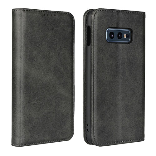 Leather Case Stands Flip Cover T07 Holder for Samsung Galaxy S10e Black