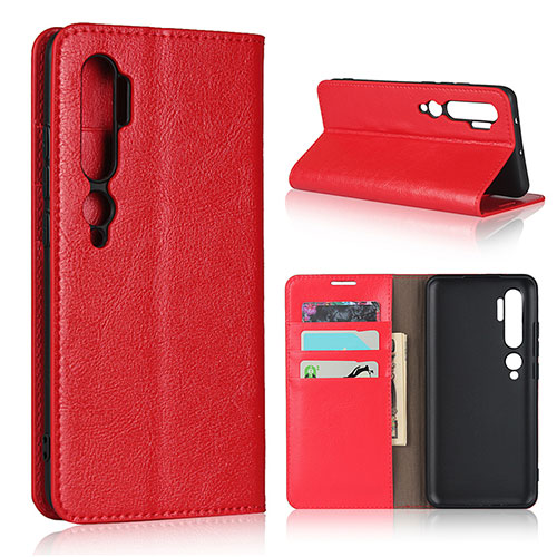 Leather Case Stands Flip Cover T07 Holder for Xiaomi Mi Note 10 Pro Red