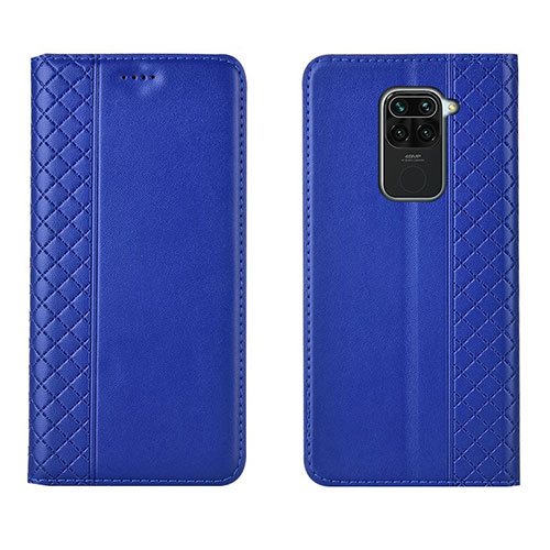 Leather Case Stands Flip Cover T07 Holder for Xiaomi Redmi 10X 4G Blue