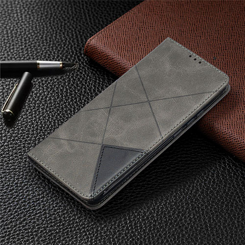 Leather Case Stands Flip Cover T07 Holder for Xiaomi Redmi 9A Gray