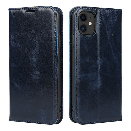 Leather Case Stands Flip Cover T08 Holder for Apple iPhone 11 Blue