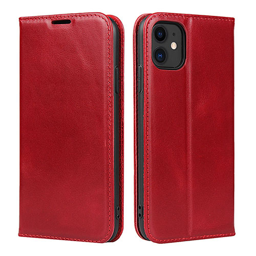 Leather Case Stands Flip Cover T08 Holder for Apple iPhone 11 Red