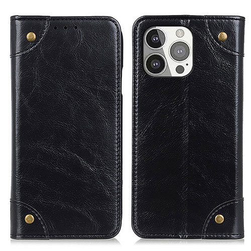 Leather Case Stands Flip Cover T08 Holder for Apple iPhone 13 Pro Black