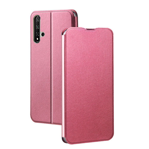 Leather Case Stands Flip Cover T08 Holder for Huawei Honor 20S Pink