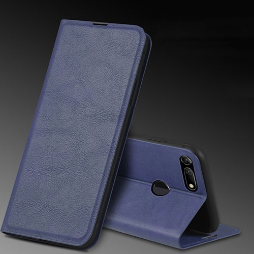 Leather Case Stands Flip Cover T08 Holder for Huawei Honor V20 Blue