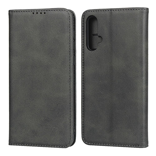 Leather Case Stands Flip Cover T08 Holder for Huawei Nova 5 Black