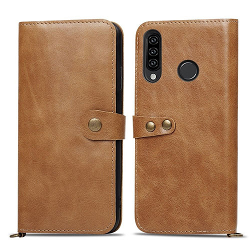 Leather Case Stands Flip Cover T08 Holder for Huawei P30 Lite XL Orange