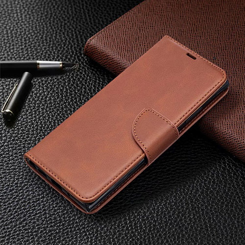 Leather Case Stands Flip Cover T08 Holder for Samsung Galaxy Note 20 Ultra 5G Brown