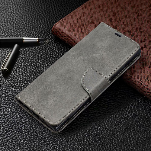 Leather Case Stands Flip Cover T08 Holder for Samsung Galaxy Note 20 Ultra 5G Gray