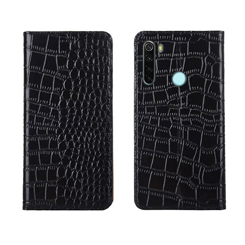 Leather Case Stands Flip Cover T08 Holder for Xiaomi Redmi Note 8 (2021) Black