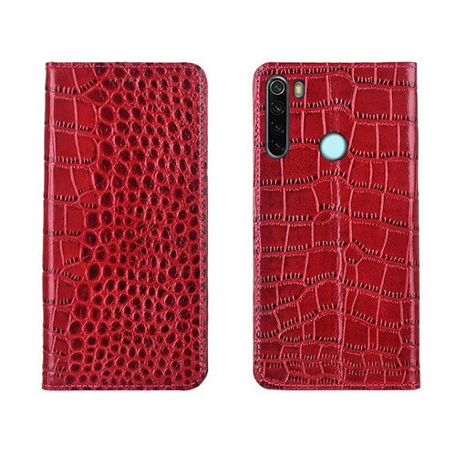 Leather Case Stands Flip Cover T08 Holder for Xiaomi Redmi Note 8T Red