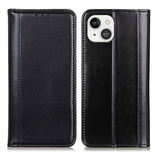 Leather Case Stands Flip Cover T09 Holder for Apple iPhone 15 Black