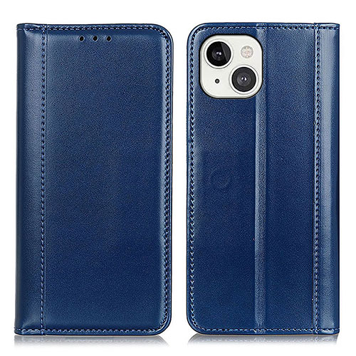 Leather Case Stands Flip Cover T09 Holder for Apple iPhone 15 Blue