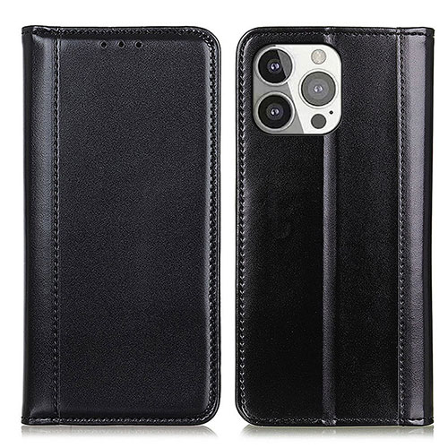 Leather Case Stands Flip Cover T09 Holder for Apple iPhone 15 Pro Black