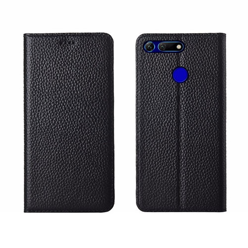Leather Case Stands Flip Cover T09 Holder for Huawei Honor V20 Black