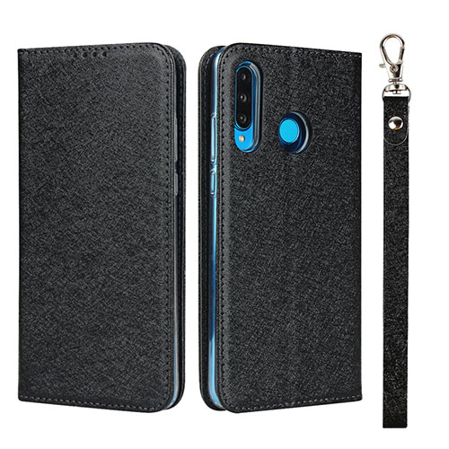 Leather Case Stands Flip Cover T09 Holder for Huawei Nova 4e Black