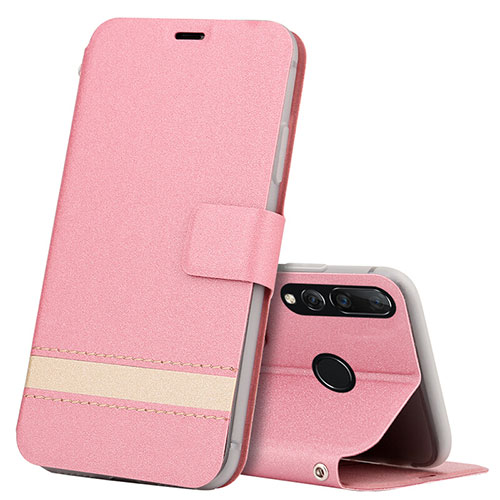 Leather Case Stands Flip Cover T09 Holder for Huawei P Smart+ Plus (2019) Pink