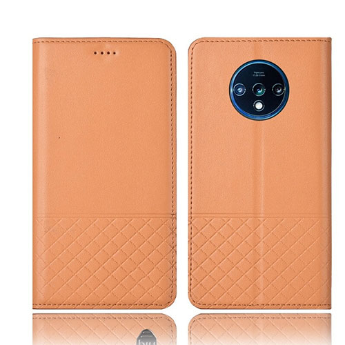 Leather Case Stands Flip Cover T09 Holder for OnePlus 7T Orange