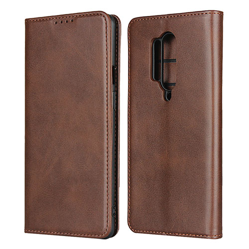 Leather Case Stands Flip Cover T09 Holder for OnePlus 8 Pro Brown