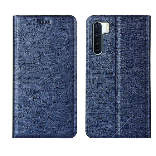 Leather Case Stands Flip Cover T09 Holder for Oppo A91 Blue