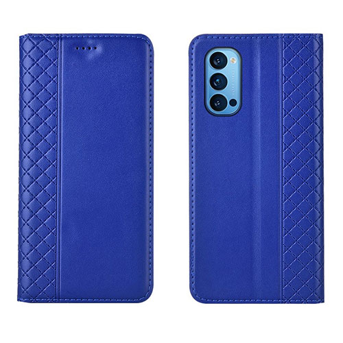 Leather Case Stands Flip Cover T09 Holder for Oppo Reno4 Pro 5G Blue