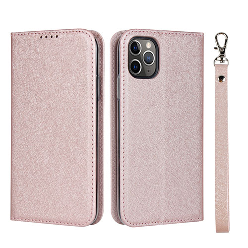 Leather Case Stands Flip Cover T10 Holder for Apple iPhone 11 Pro Rose Gold