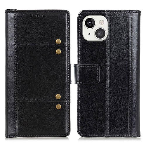 Leather Case Stands Flip Cover T10 Holder for Apple iPhone 15 Black