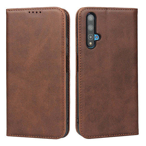 Leather Case Stands Flip Cover T10 Holder for Huawei Honor 20 Brown