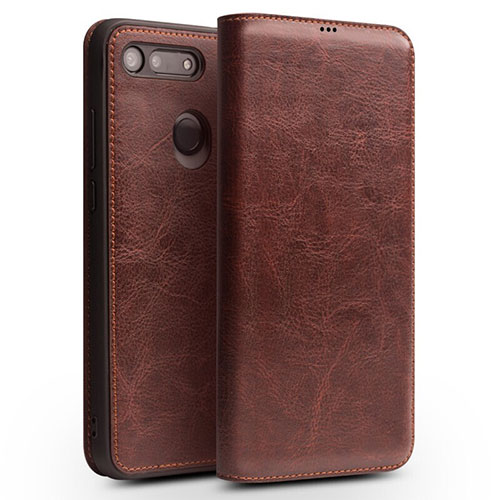 Leather Case Stands Flip Cover T10 Holder for Huawei Honor View 20 Brown