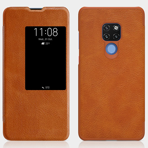 Leather Case Stands Flip Cover T10 Holder for Huawei Mate 20 Orange