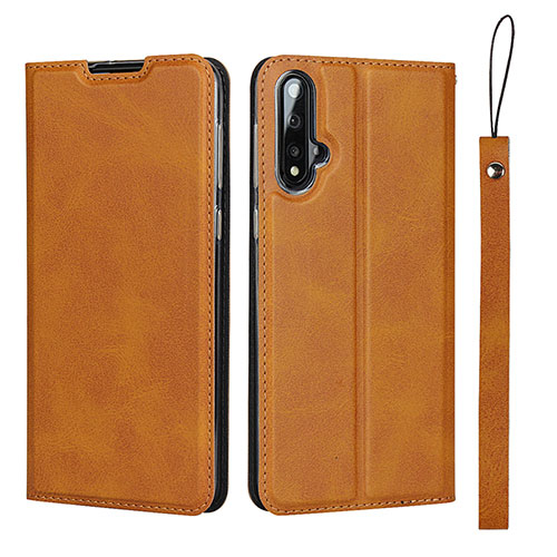 Leather Case Stands Flip Cover T10 Holder for Huawei Nova 5 Orange