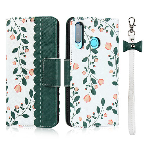 Leather Case Stands Flip Cover T10 Holder for Huawei P30 Lite Green