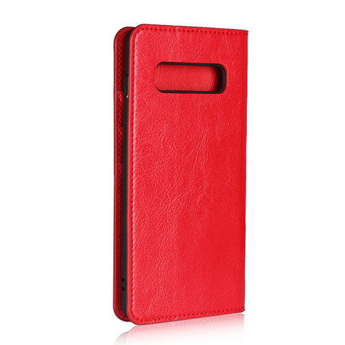 Leather Case Stands Flip Cover T10 Holder for Samsung Galaxy S10 Plus Red