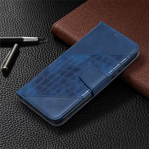 Leather Case Stands Flip Cover T10 Holder for Xiaomi Redmi 9i Blue