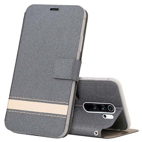 Leather Case Stands Flip Cover T10 Holder for Xiaomi Redmi Note 8 Pro Gray