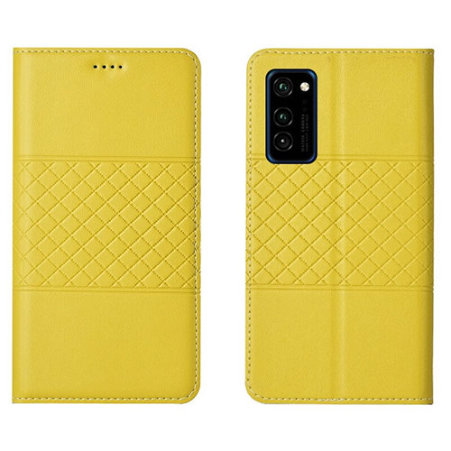 Leather Case Stands Flip Cover T11 Holder for Huawei Honor V30 Pro 5G Yellow