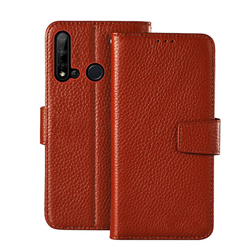 Leather Case Stands Flip Cover T11 Holder for Huawei Nova 5i Brown