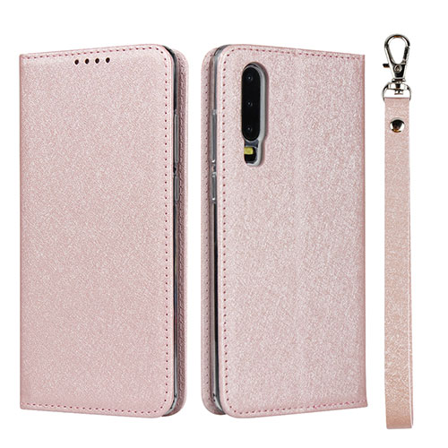 Leather Case Stands Flip Cover T11 Holder for Huawei P30 Rose Gold